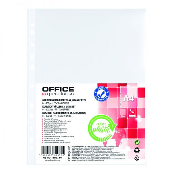 Koszulka groszkowa na dokumenty Office Products PP A4 40um (1opak/100szt)