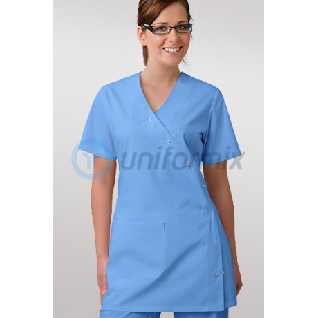 Bluza medyczna damska zapinana na napy w kolorze niebieskim r. 34