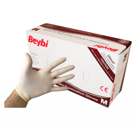 Rękawice lateksowe bezpudrowe Beybi (100 szt.)