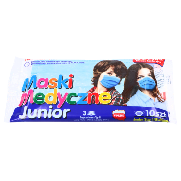 Maseczki medyczne Junior typ II Praesidium dla dzieci (TW Plast) 10 sztuk