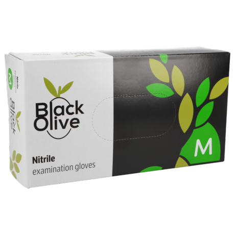 Rękawice nitrylowe bezpudrowe Doman Black Olive (100 sztuk)