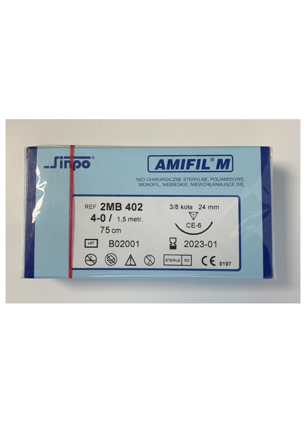 Nici chirurgiczne niewchłanialne AMIFIL  CE-4 3/8 koła 19 mm 4/0 45 cm