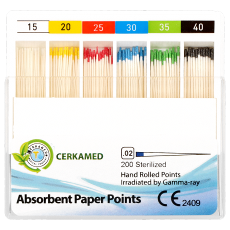 Absorbent Paper Points - sączki papierowe 2% 15-40mm '200 CERKAMED