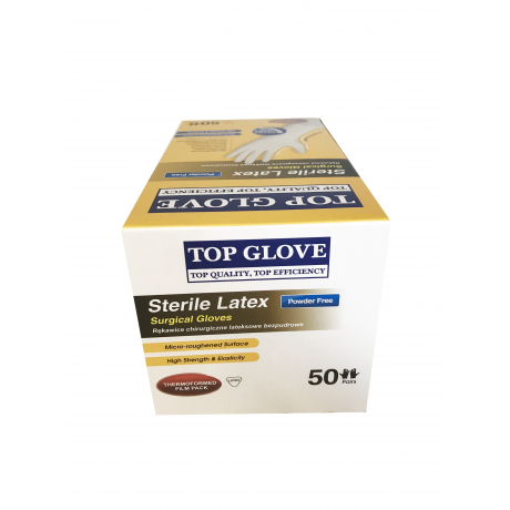 Rękawice chirurgiczne lateksowe bezpudrowe sterylne – Top Glove