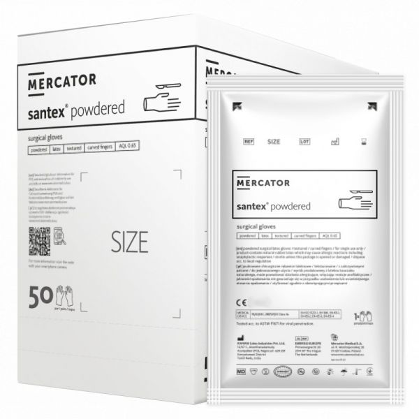 Rękawice chirurgiczne pudrowane lateksowe MERCATOR rozm. 8