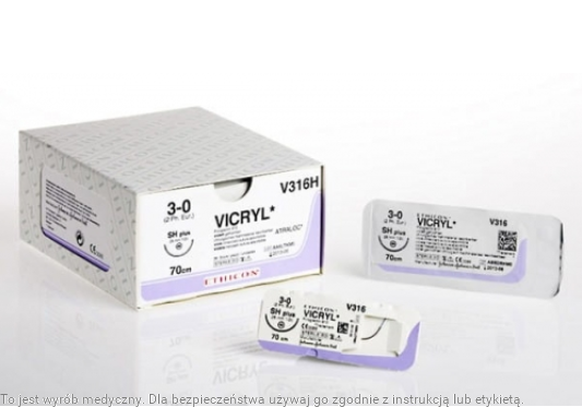 Nici chirurgiczne Vicryl fioletowy 2/0, 75 cm, igła V-30 REF: W9360