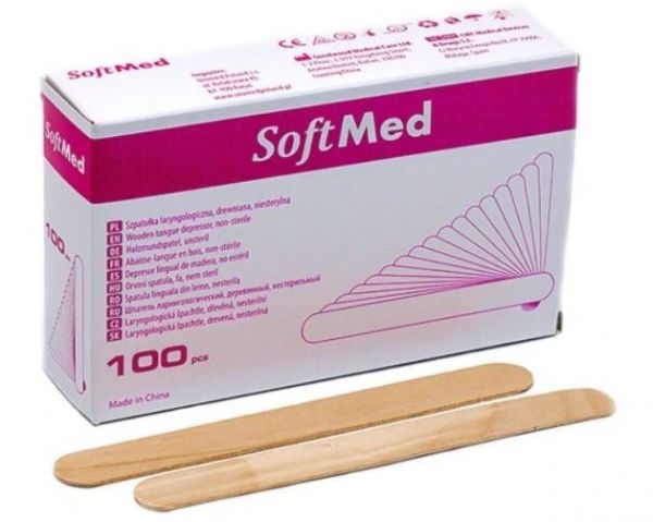Szpatułki laryngologiczne niejałowe SoftMed - 100 szt.