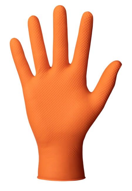 Rękawice nitrylowe bezp. gogrip pomarańczowe M