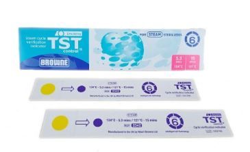 STEAM CYCLE VERIFICATION INDICATOR TST paski do sterylizacji CONTROL BROWNE FOR STEAM STERILIZERS TYP 6 test emulacyjny (100 szt.) 2342