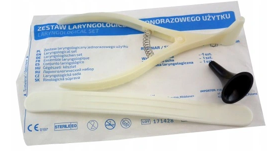 Zestaw laryngologiczny dla dorosłych do badania ucha, nosa, gardła 4mm - rozm. L Zarys